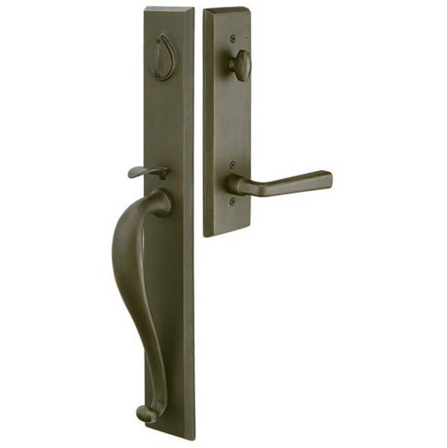 Emtek - Dummy, Rectangular Full Length Tub Ent, Bryce Lever, RH, TWB - Tumbled White Bronze