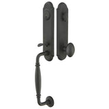 Emtek - Sgl Cyl, Monolithic with Normandy Grip Tub Ent, Lafayette Lever, RH, SWS - Satin Steel