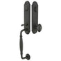 Emtek - Sgl Cyl, Monolithic with Normandy Grip Tub Ent, Lafayette Lever, RH, SWS - Satin Steel