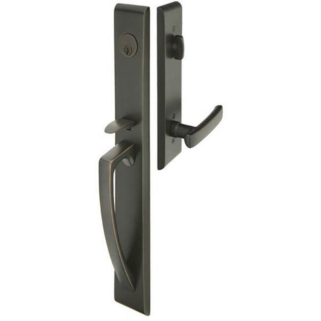 Emtek - Dbl Cyl, Orion Tub Ent, Diamond Crystal Knob, US14 - Polished Nickel