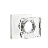 Emtek - Concealed, Passage, Oval Rosette, Modern Square Crystal Knob, US14 - Polished Nickel