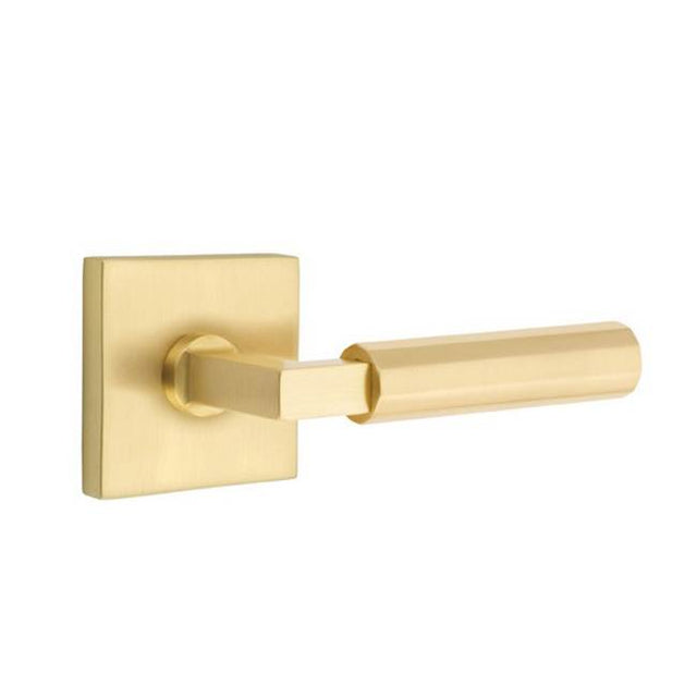 Emtek - Concealed Fastener, Privacy, Disc Rosette US4, L-Square Stem US4, Faceted Handle US4 - Satin Brass
