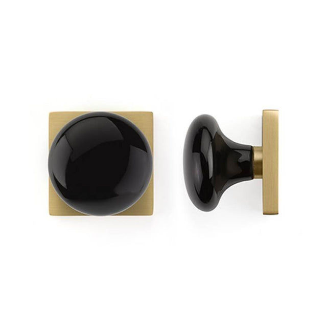Emtek - Concealed Fastener Privacy, Urban Modern Rosette, Ebony Porcelain Knob, US26 - Polished Chrome