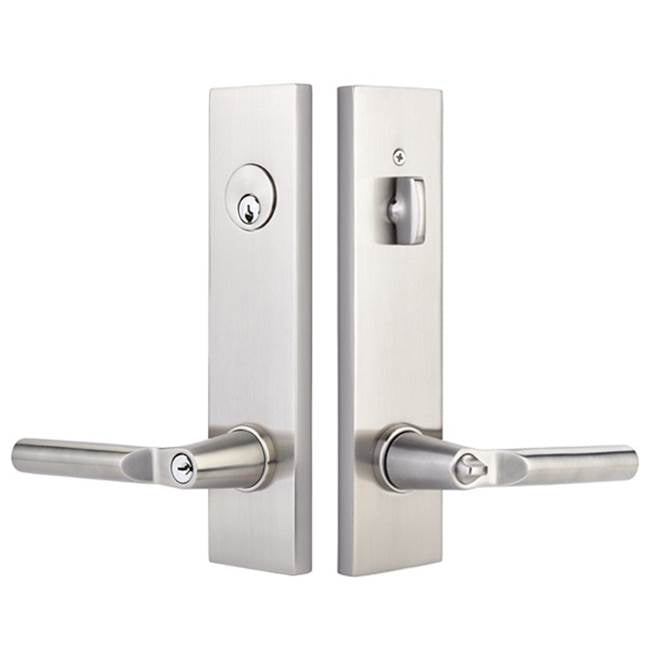 Emtek - 2-PT Lock Key in Knb/Lvr Dummy, Modern Rectangular Plate, Hanover Lever, US14 - Polished Nickel