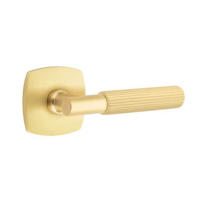 Emtek - Concealed Fastener, Passage, Urban Modern Rosette US4, T-Bar Stem US4, Straight Knurled Handle US4 - Satin Brass