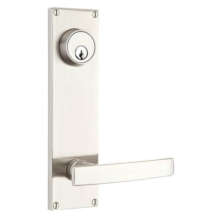 Emtek - Passage Single Keyed, Sideplate Locksets Modern 5-1/2'' Center to Center Keyed, Bristol Crystal Knob, US4 - Satin Brass