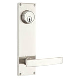 Emtek - Passage Single Keyed, Sideplate Locksets Modern 5-1/2'' Center to Center Keyed, Bristol Crystal Knob, US4 - Satin Brass
