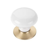 Emtek - Porcelain Cabinet Knob, Ice White, 1-3/8'', US7 - French Antique