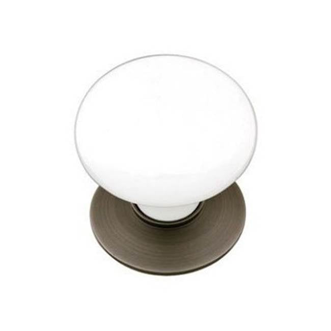 Emtek - Porcelain Cabinet Knob, Ice White, 1-3/8'', US15A - Pewter