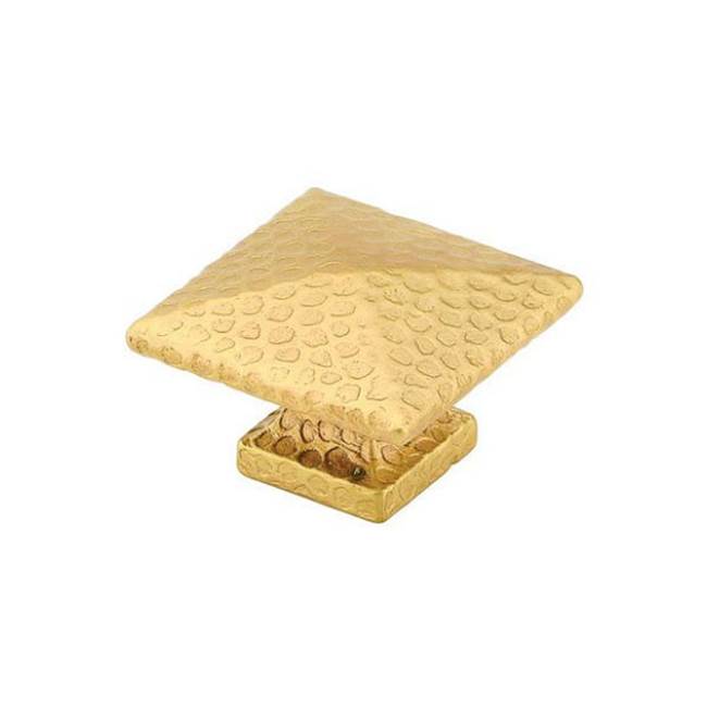 Emtek - Arts and Crafts Square Dimpled Knob, 1'', US3NL - Unlacquered Brass