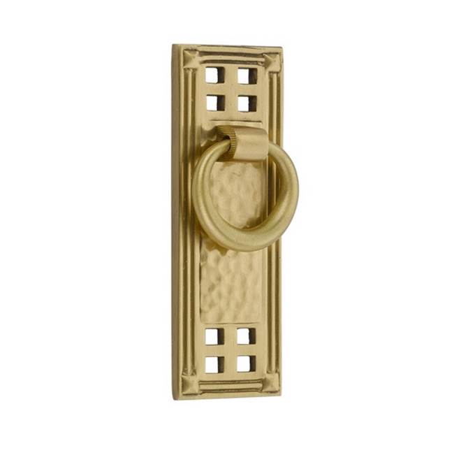 Emtek - Hammered Vertical Ring Pull, 1-1/2'' C-C, US4 - Satin Brass