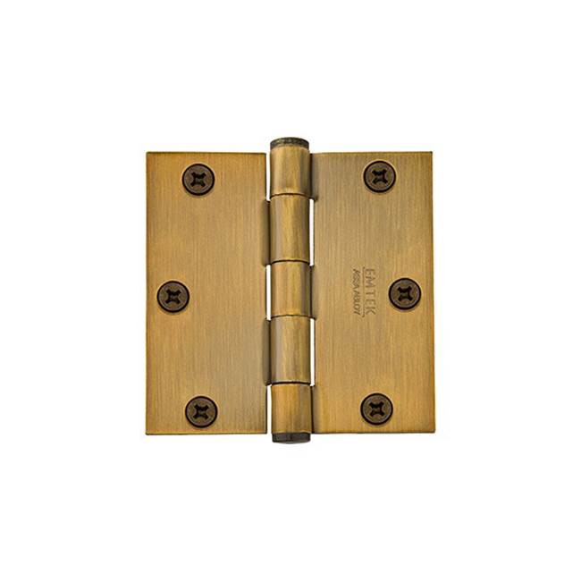 Emtek - 9200 Hnge, Stl, HD, SqCr, 3.5, US4 - Satin Brass