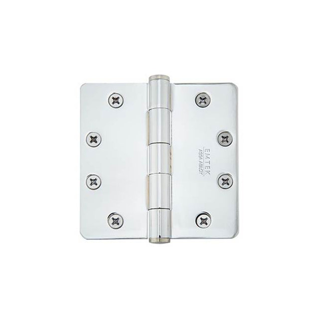 Emtek - 9200Sq Hinge, HD, 1/4RdCr, 4.5, US4 - Satin Brass