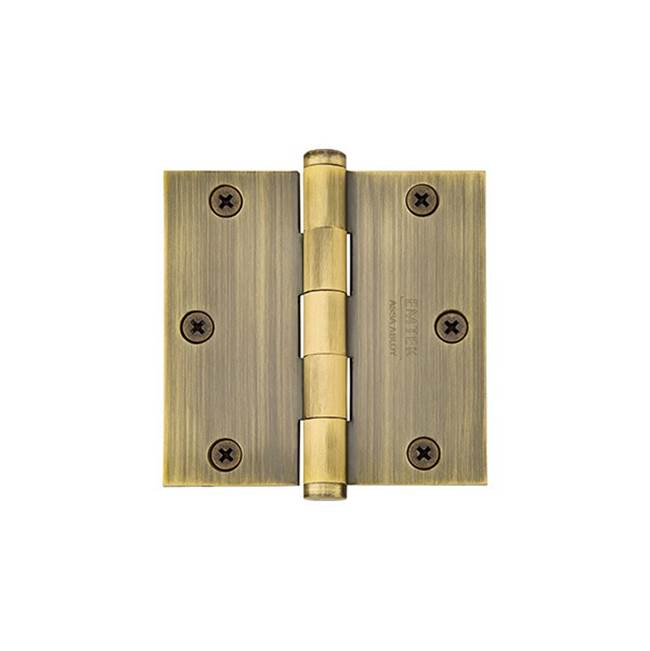 Emtek - 9600 Hnge, SldBrs, SD, SqCr, 3.5x3.5'', US3NL - Unlacquered Brass