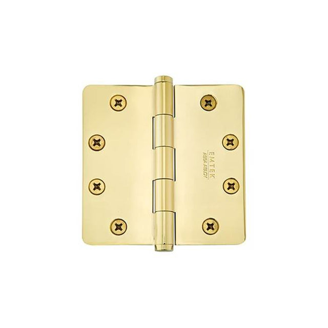 Emtek - 9601 Hnge, SldBrs, HD, 1/4''RdCr, 4.5x4.5'', US3NL - Unlacquered Brass