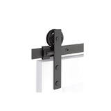 Emtek - Barn Door, Modern Rectangular, Face Mount, 5'', Solid Wheel, Classic Fastener, US19 - Flat Black