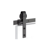 Emtek - Barn Door, Classic, Face Mount, 16'', Solid Wheel, Flat Fastener, US19 - Flat Black