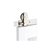 Emtek - Barn Door, Modern Rectangular, Top Mount, 8'', Solid Wheel, Flat Fastener, SS - Brushed Stainless Steel