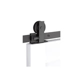 Emtek - Barn Door, Modern Rectangular, Top Mount, 10'', Solid Wheel, Classic Fastener, US19 - Flat Black