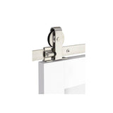 Emtek - Barn Door, Classic, Top Mount, 13'', Spoked Wheel, Classic Fastener, SS, Double Door - Brushed Stainless Steel