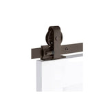 Emtek - Barn Door, Classic, Top Mount, 5'', Solid Wheel, Classic Fastener, US19, Double Door - Flat Black