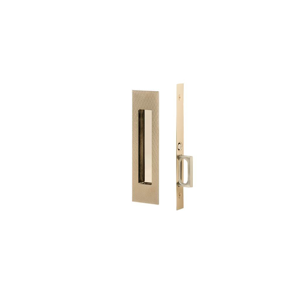 Emtek - Passage, Knurled Narrow Modern Rectangular Pocket Door Mortise Lock, US3NL - Unlacquered Brass