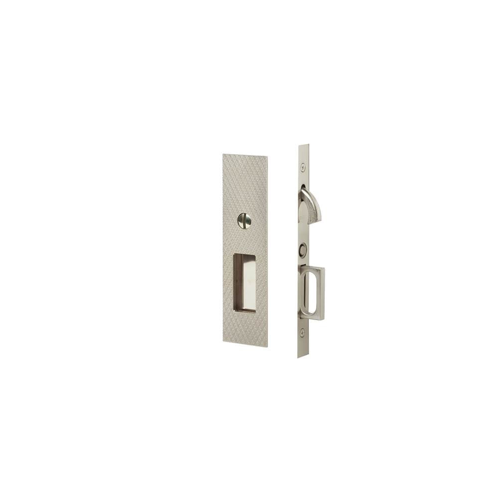 Emtek - Privacy, Knurled Narrow Modern Rectangular Pocket Door Mortise Lock, US14 - Polished Nickel