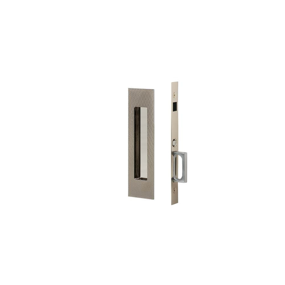 Emtek - Dummy, Knurled Narrow Modern Rectangular Pocket Door Mortise Lock, US14 - Polished Nickel
