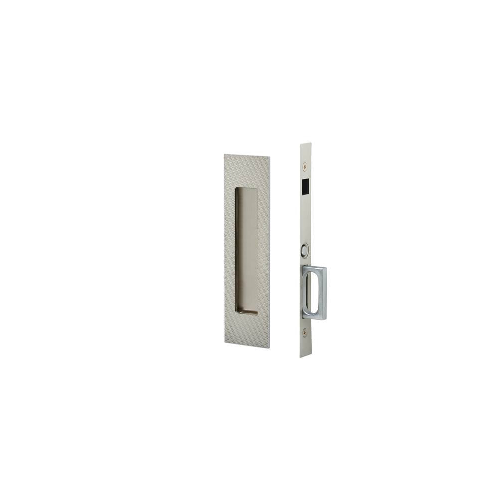 Emtek - Dummy, Knurled Narrow Modern Rectangular Pocket Door Mortise Lock, US15 - Satin Nickel