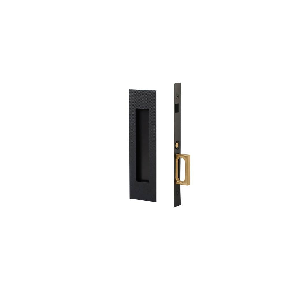 Emtek - Dummy, Knurled Narrow Modern Rectangular Pocket Door Mortise Lock, US19 - Flat Black