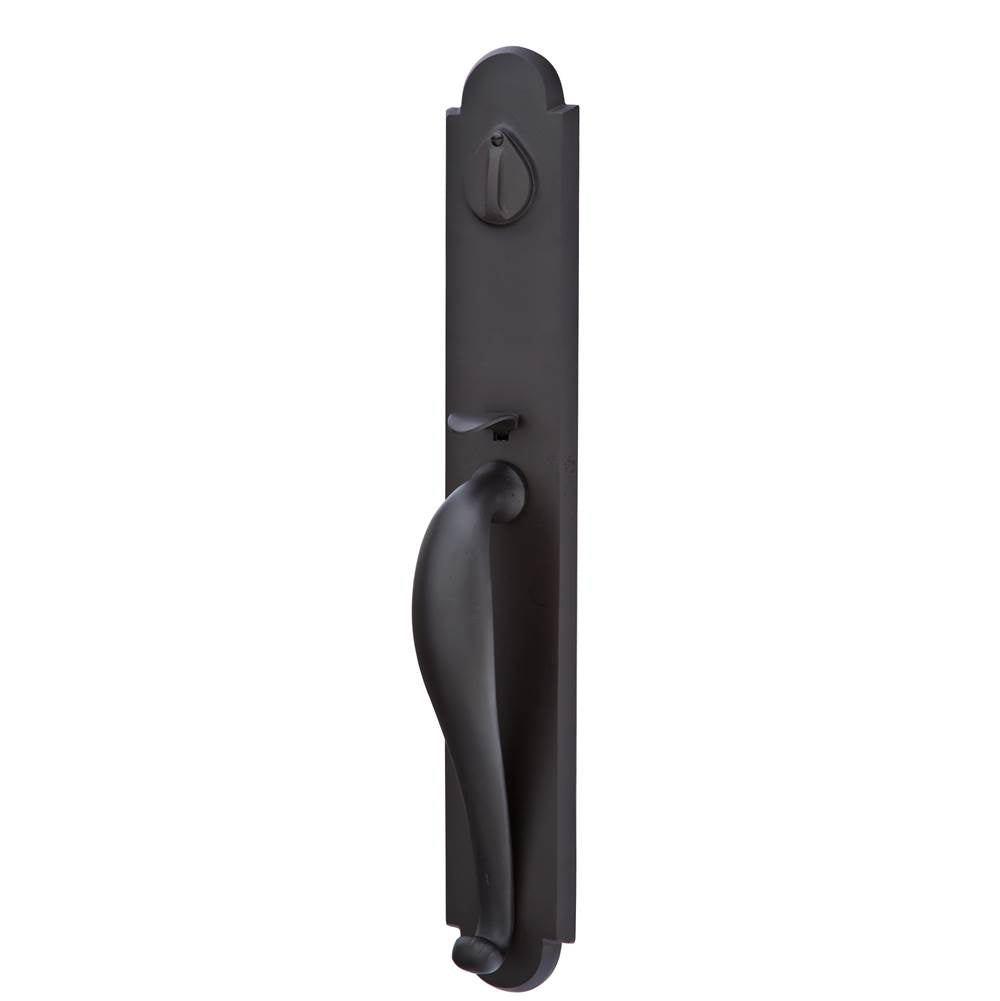 Emtek - Sgl Cyl, Greeley Tub Ent, Aurora Lever, RH, FB - Flat Black Bronze Patina