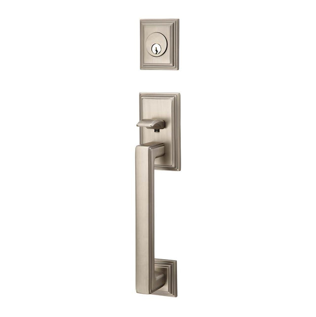 Emtek - Sgl Cyl, Hamden Tub Ent, Diamond Crystal Knob, US15A - Pewter