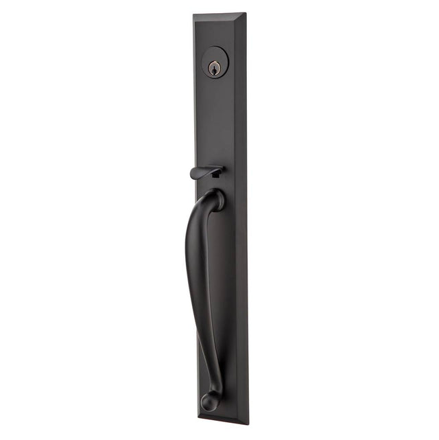 Emtek - Sgl Cyl, Jefferson Tub Ent, Arts and Crafts Lever, RH, US19 - Flat Black