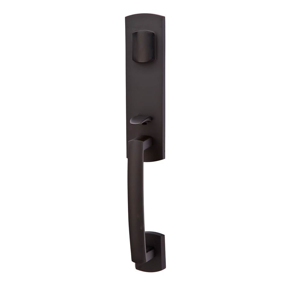 Emtek - Sgl Cyl, Logan Tub Ent, Aurora Lever, LH, FB - Flat Black Bronze Patina