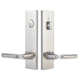 Emtek - 2-PT Lock Key in Knb/Lvr Dummy, Modern Rectangular Plate, Luzern Lever, US4 - Satin Brass