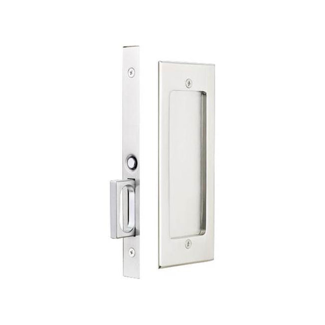 Emtek - Privacy, Modern Rectangular Pocket Door Mortise Lock, US3NL - Unlacquered Brass