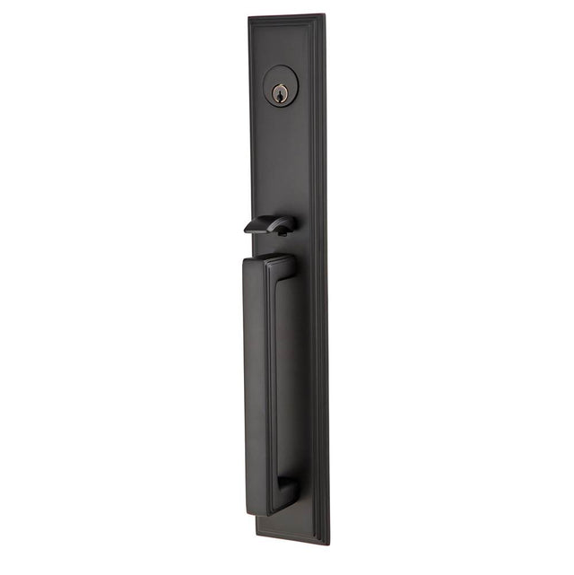 Emtek - Sgl Cyl, Melrose Tub Ent, Arts and Crafts Lever, RH, US19 - Flat Black