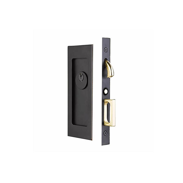 Emtek - Keyed, Modern Rectangular Pocket Door Mortise Lock, US10B - Oil Rubbed Bronze