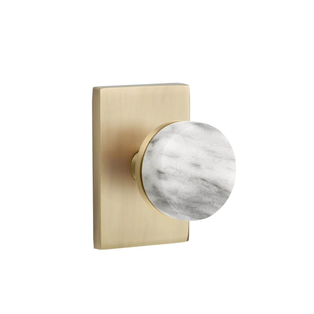 Emtek - Select Dummy, Modern Rectangular Rosette US7, Conical Stem US7, White Marble Knob - French Antique