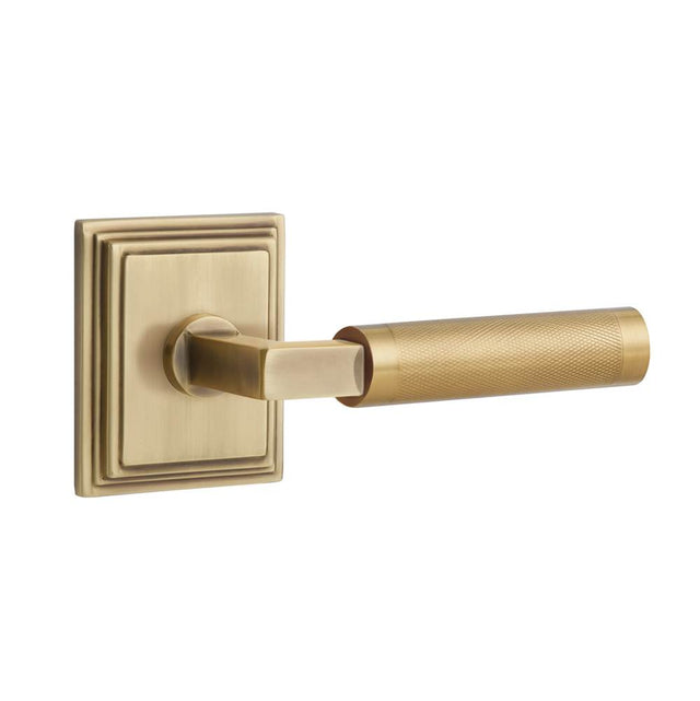Emtek - Select Passage, Wilshire Rosette US7, L-Square Stem US7, Knurled Handle US7 LH - French Antique