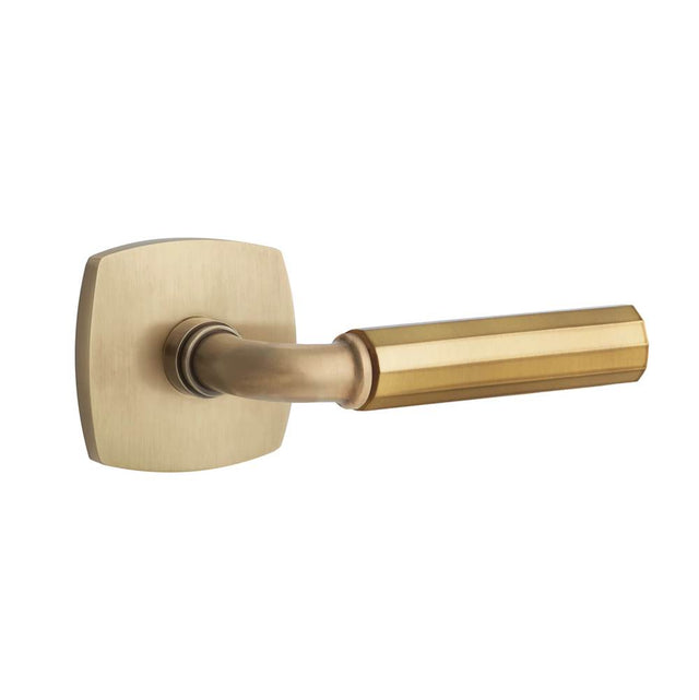 Emtek - Select Privacy, Urban Modern Rosette US7, R-Bar Stem US7, Faceted Handle US7 RH - French Antique