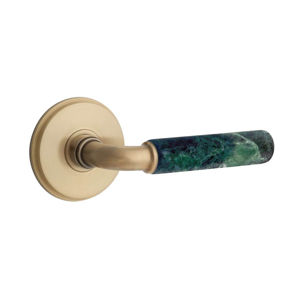 Emtek - Select Privacy, Watford Rosette US7, R-Bar Stem US7, Green Marble Handle, RH - French Antique
