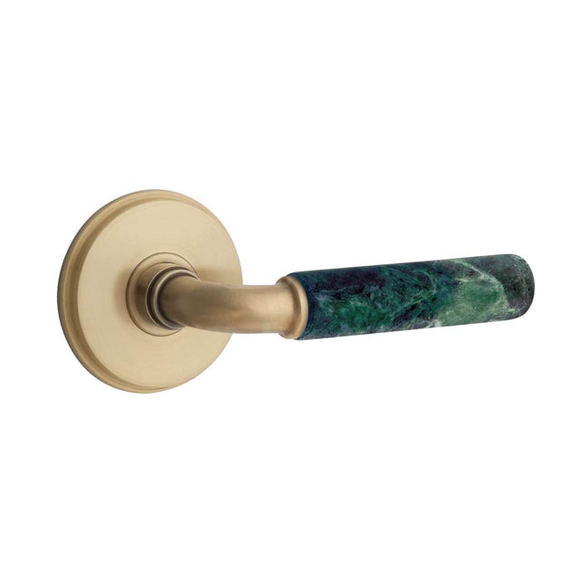 Emtek - Select Privacy, Watford Rosette US7, R-Bar Stem US7, Green Marble Handle, RH - French Antique