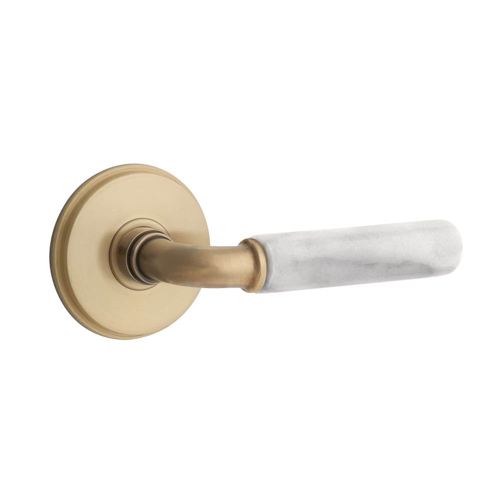 Emtek - Select Privacy, Watford Rosette US7, R-Bar Stem US7, White Marble Handle, RH - French Antique