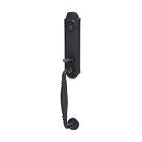 Emtek - Sgl Cyl, Monolithic with Normandy Grip Tub Ent, Jamestown Knob, FBS - Flat Black Steel