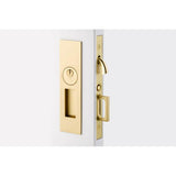 Emtek - Privacy, Narrow Modern Rectangular Pocket Door Mortise Lock, US3NL - Unlacquered Brass