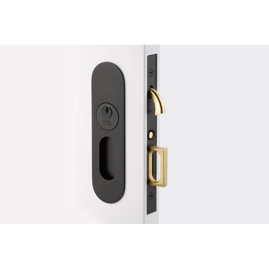 Emtek - Privacy, Narrow Oval Pocket Door Mortise Lock, US4 - Satin Brass