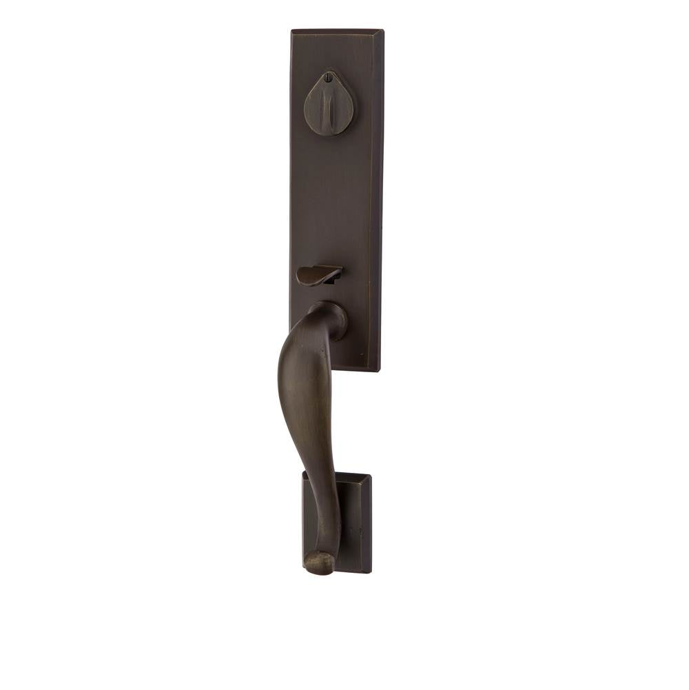 Emtek - Sgl Cyl, Rectangular Sectional Tub Ent, Aurora Lever, LH, MB - Medium Bronze Patina