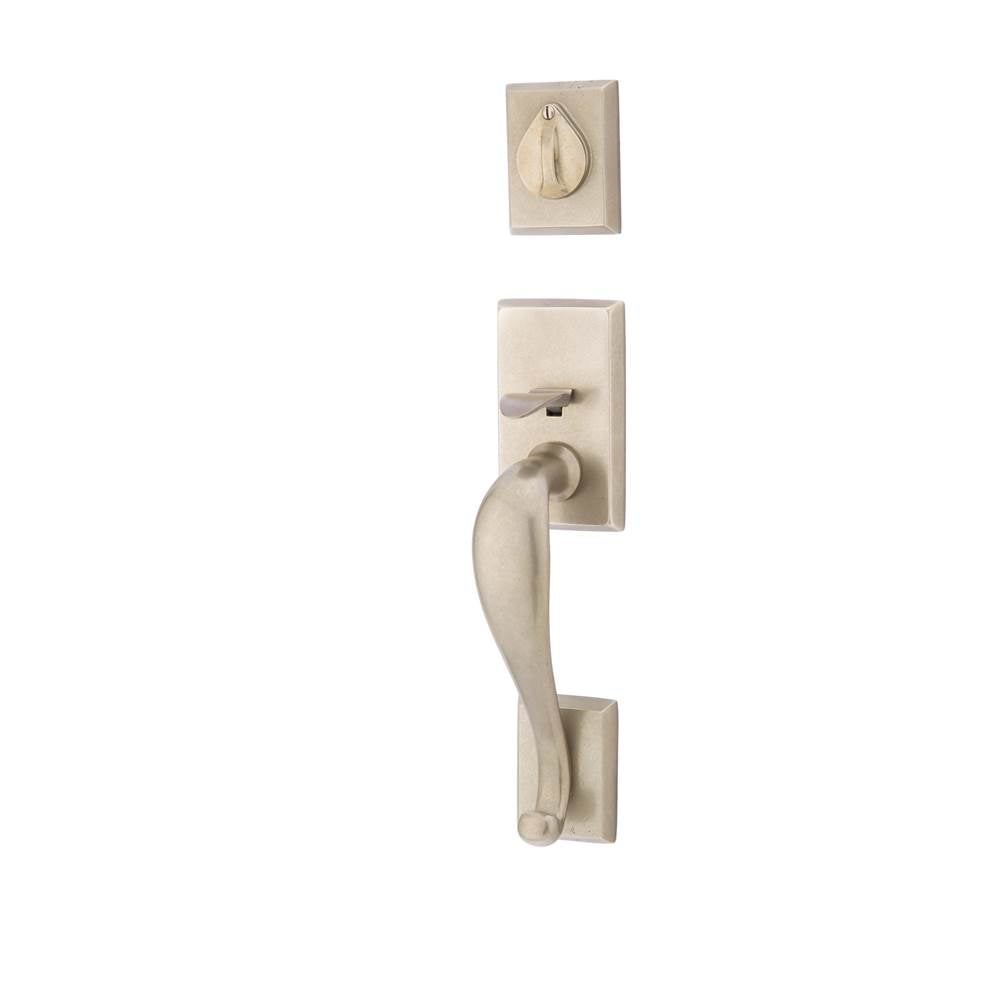 Emtek - Sgl Cyl, Rectangular Sectional Tub Ent, Aurora Lever, LH, TWB - Tumbled White Bronze