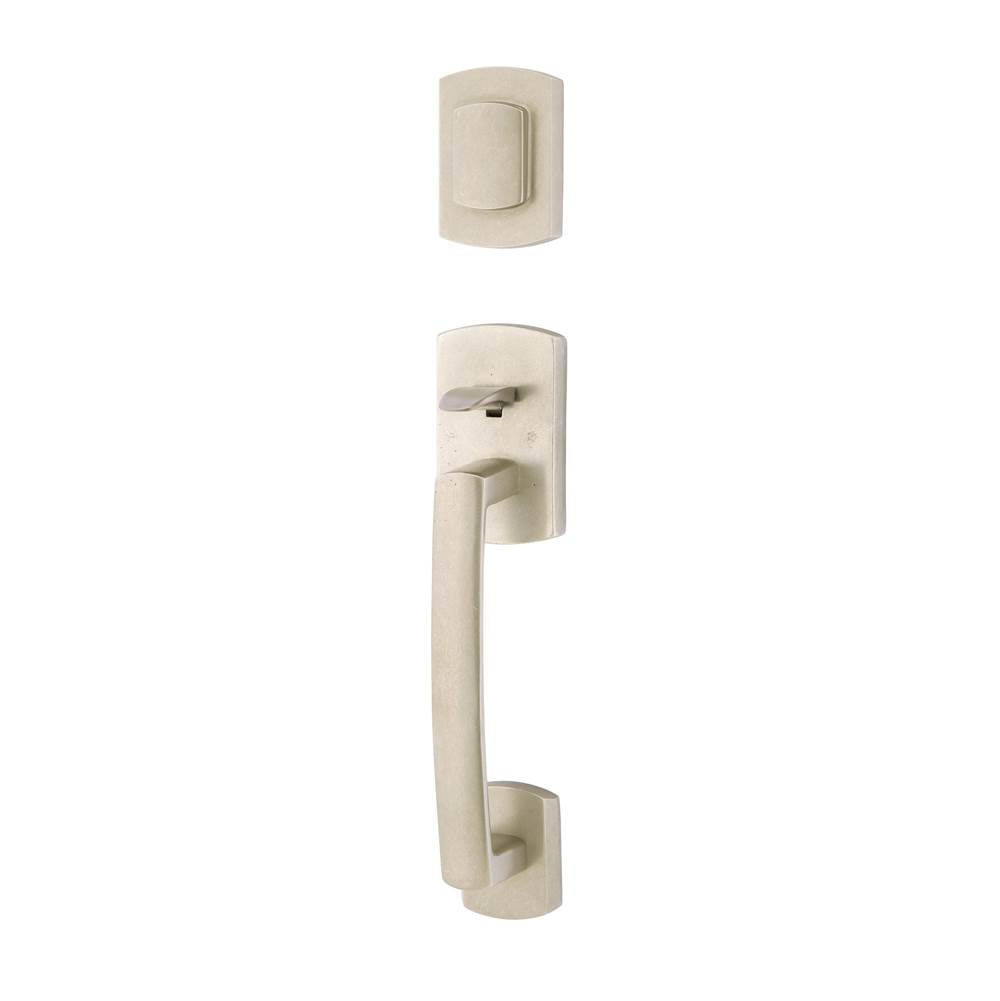Emtek - Sgl Cyl, Ridgemont Tub Ent, Aurora Lever, LH, TWB - Tumbled White Bronze